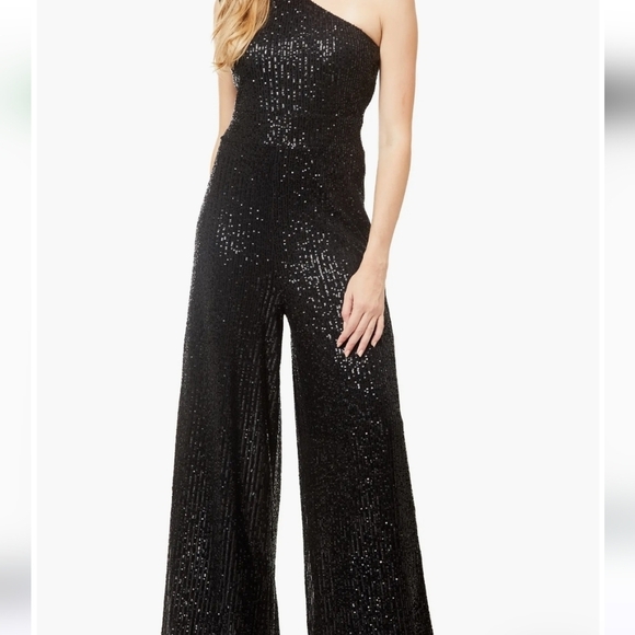 Love by Design Jupiter Sequins One Shoulder Jumpsuit Black M - Picture 3 of 13